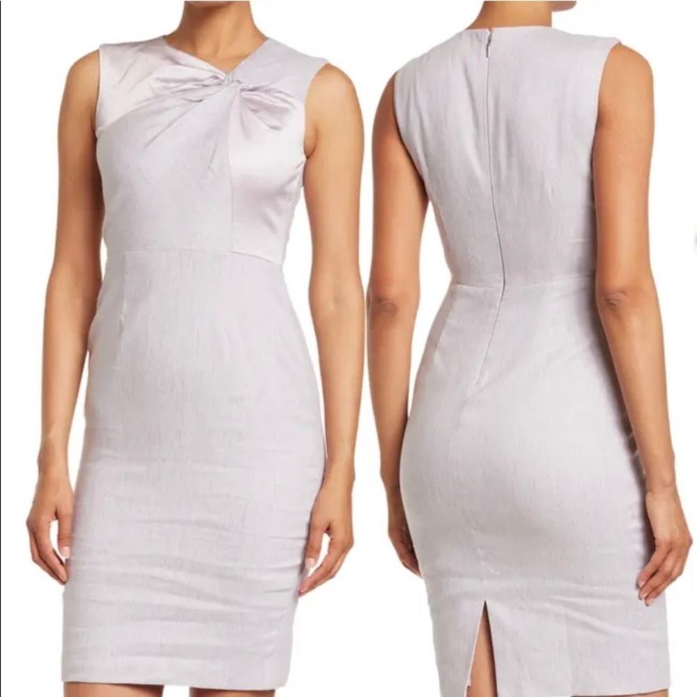 Tailored By Rebecca Taylor Women Cream Sleeveless Satin Trim Twist Dress SZ 8